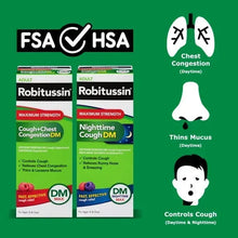 Robitussin Maximum Strength cough DM boxes with chest congestion icons