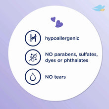 Hypoallergenic no-tears bubble bath badge with no parabens, sulfates, dyes or phthalates