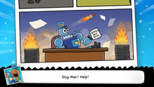 Nintendo Switch game screenshot with a chat bubble reading “Dog Man! Help!”