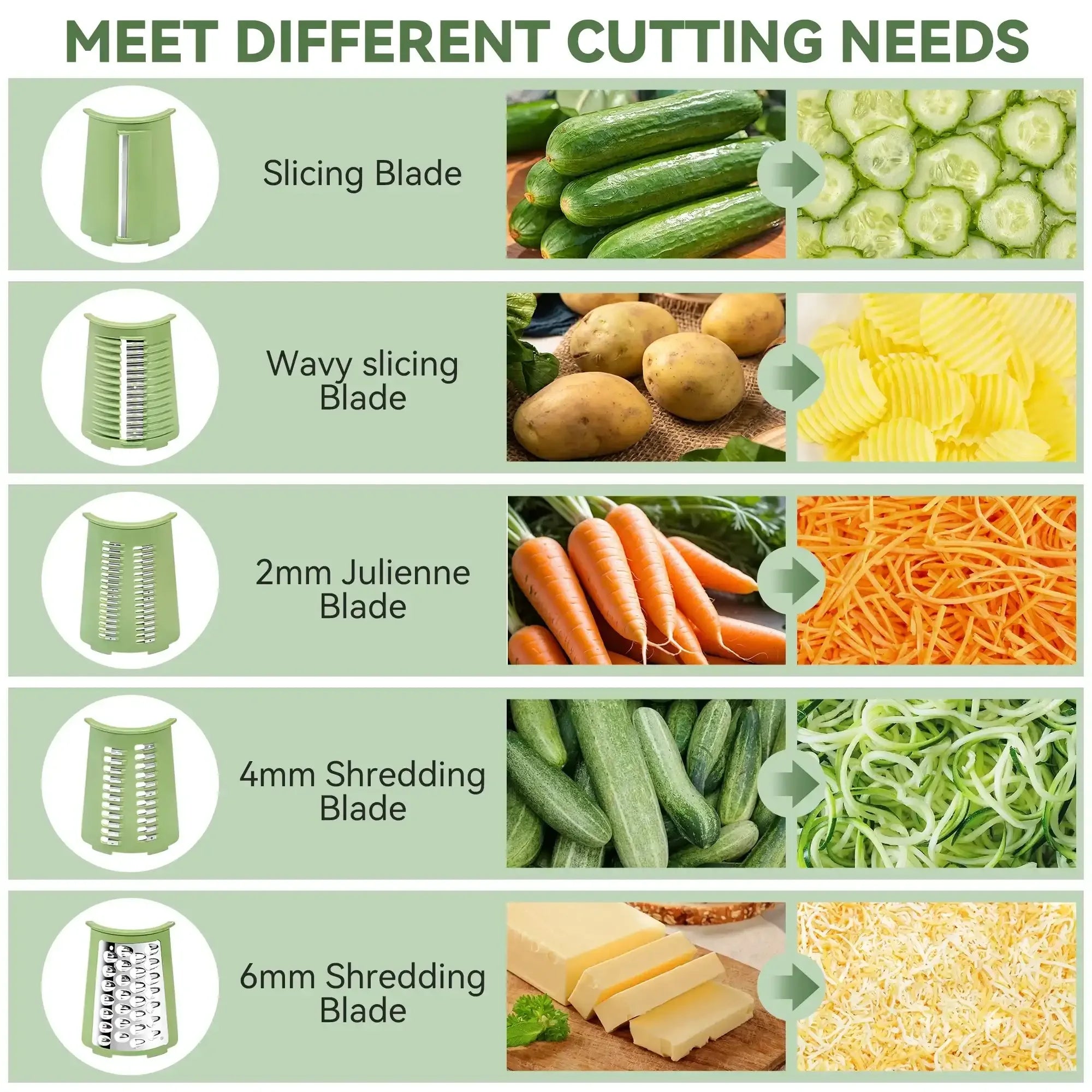 Pukomc Rotary Cheese Grater with Handle- 5 Blades, Suction Base, Mandoline Slicer & Veg Shredder with Blade Storage Box - USA MEGA SHOP