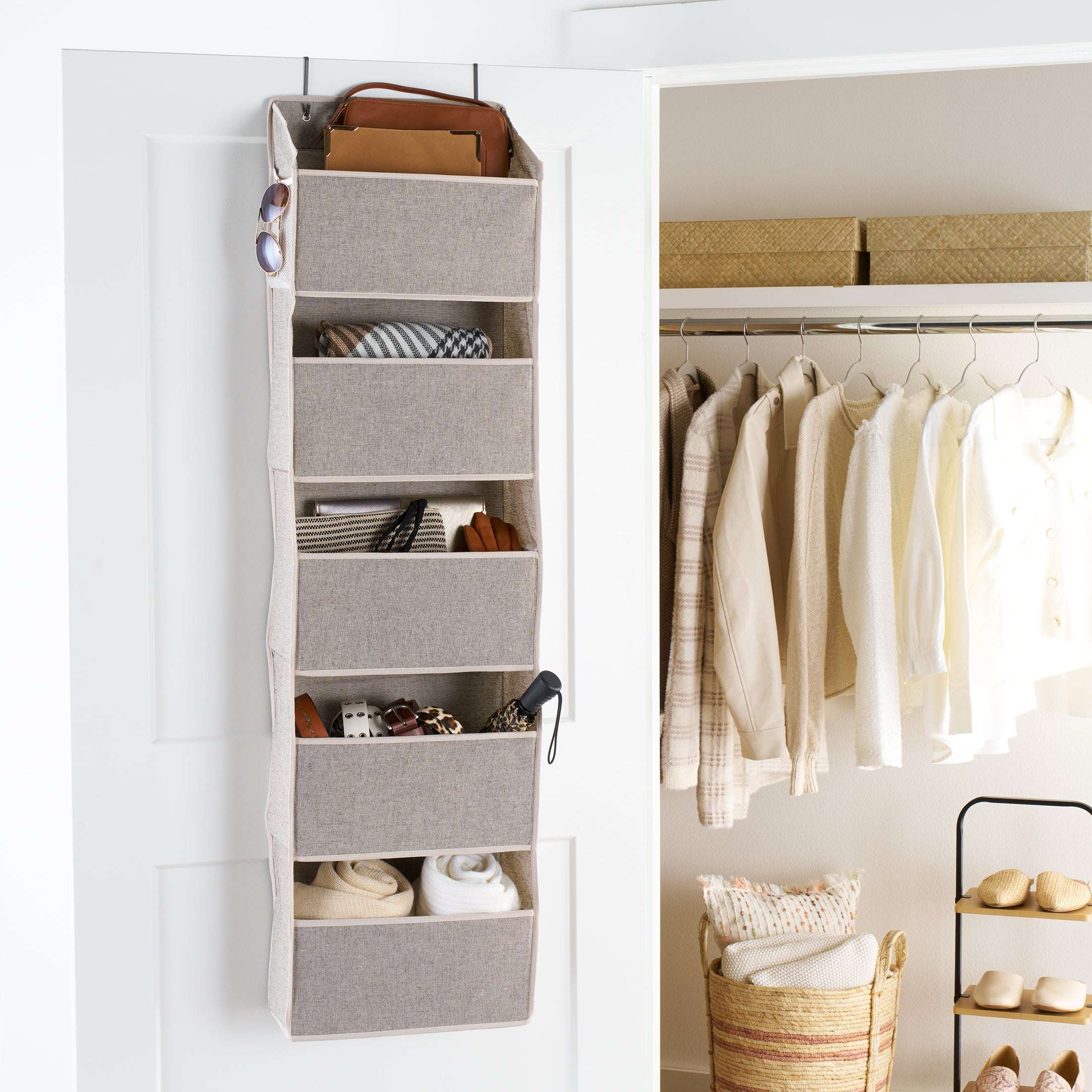 Better Homes & Gardens 5 Tier Over the Door Closet Organizer Shelf with Hooks