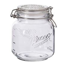 Clear glass clamp jar with engraved Mason Craft & More logo and round lid