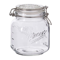 Mason Craft & More Set of 2 Airtight Glass Clamp Jars with Lid, Clear Round Mason Jar Storage Canister, 1 Liter (34oz)