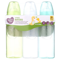 Parent's Choice Newborn Standard Neck Tinted Bottle, 9 fl oz, 0+ Months, 3 Pack, Multicolor