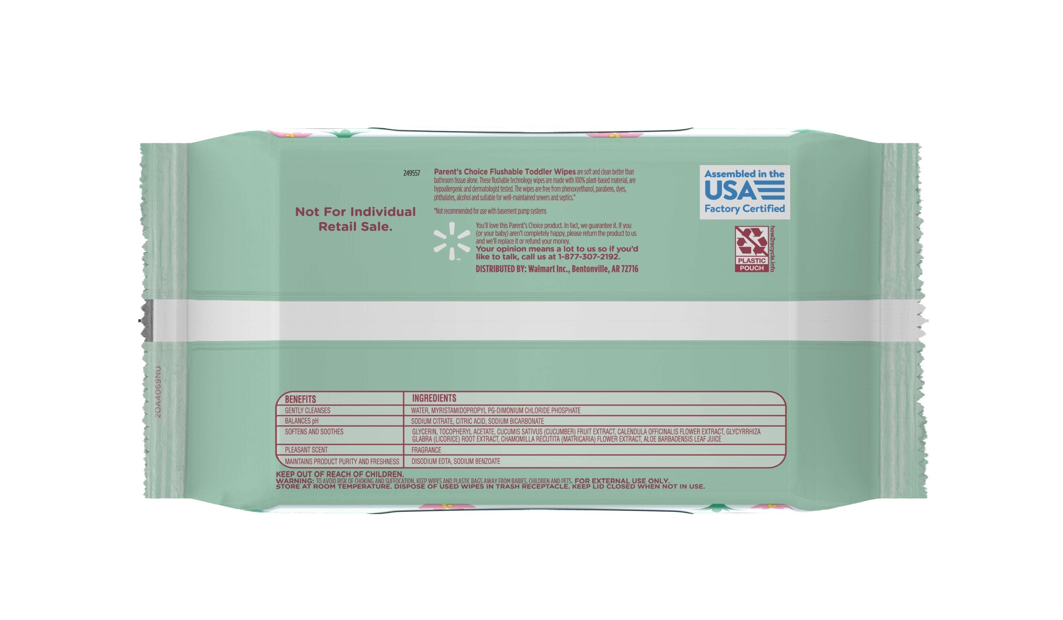 Parent's Choice Flushable Melon berry Scented Wipes (Choose Your Count)