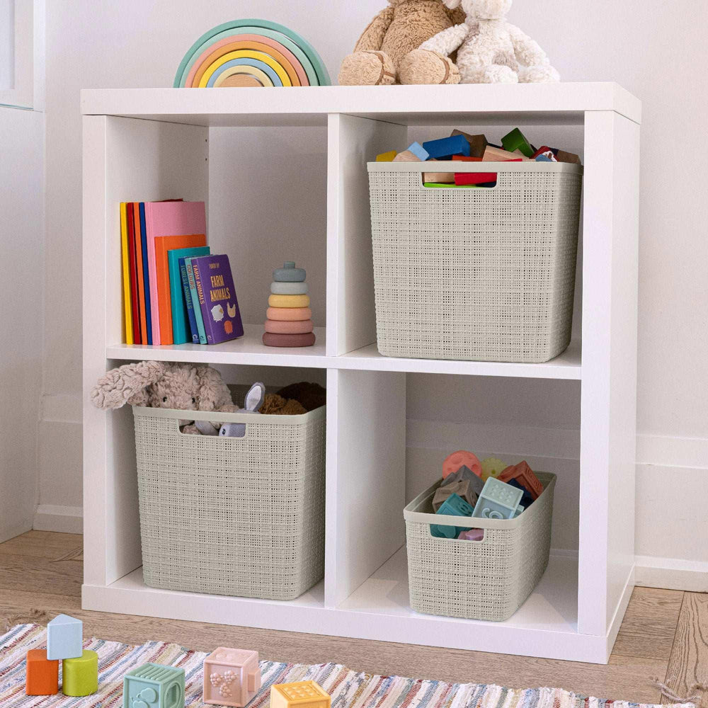 Curver Jute Narrow Beige Plastic Decorative Storage Basket, 13.6 in x 6.7 in x 5.7 in - USA MEGA SHOP