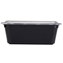Tall square food container with clear lid and dark base