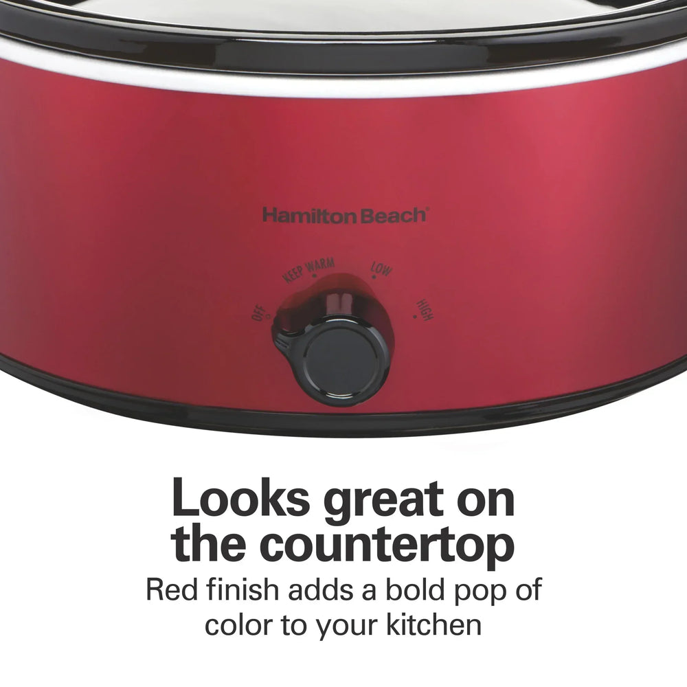 Hamilton Beach 6 Qt Slow Cooker, Stoneware Crock with Removable Pot, Red - USA MEGA SHOP