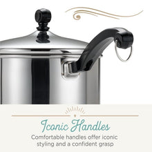 Stainless steel sauce pan lid and black loop handle with secure grip detail