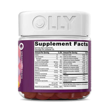 Gummy supplement bottle showing Supplement Facts nutrition chart.