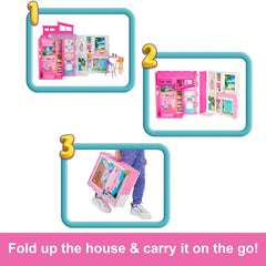 Barbie Getaway House, Doll House Playset with 4 Play Areas, 2 Chairs, 360-Play & Accessories - USA MEGA SHOP