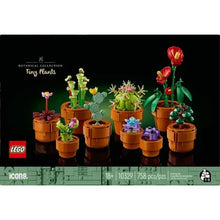 LEGO Icons Tiny Plants display with potted plants, cacti, and flowers in terracotta pots