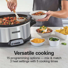 Hamilton Beach slow cooker and food warmer serving bowls with ladles on table