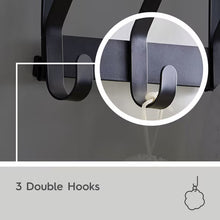 Better Homes & Gardens SnugFit Over-the-Door Hook Rack – 3 Double Hooks, Matte Black Steel