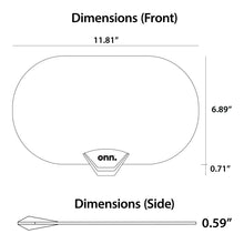 Indoor antenna dimensions diagram: 11.81 in front width and 6.89 in height