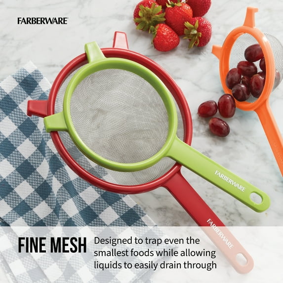 Farberware Professionals Red, Green & Orange Strainer Set of 3
