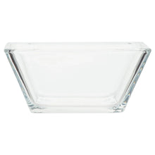 Clear square glass serving bowl with thick rim