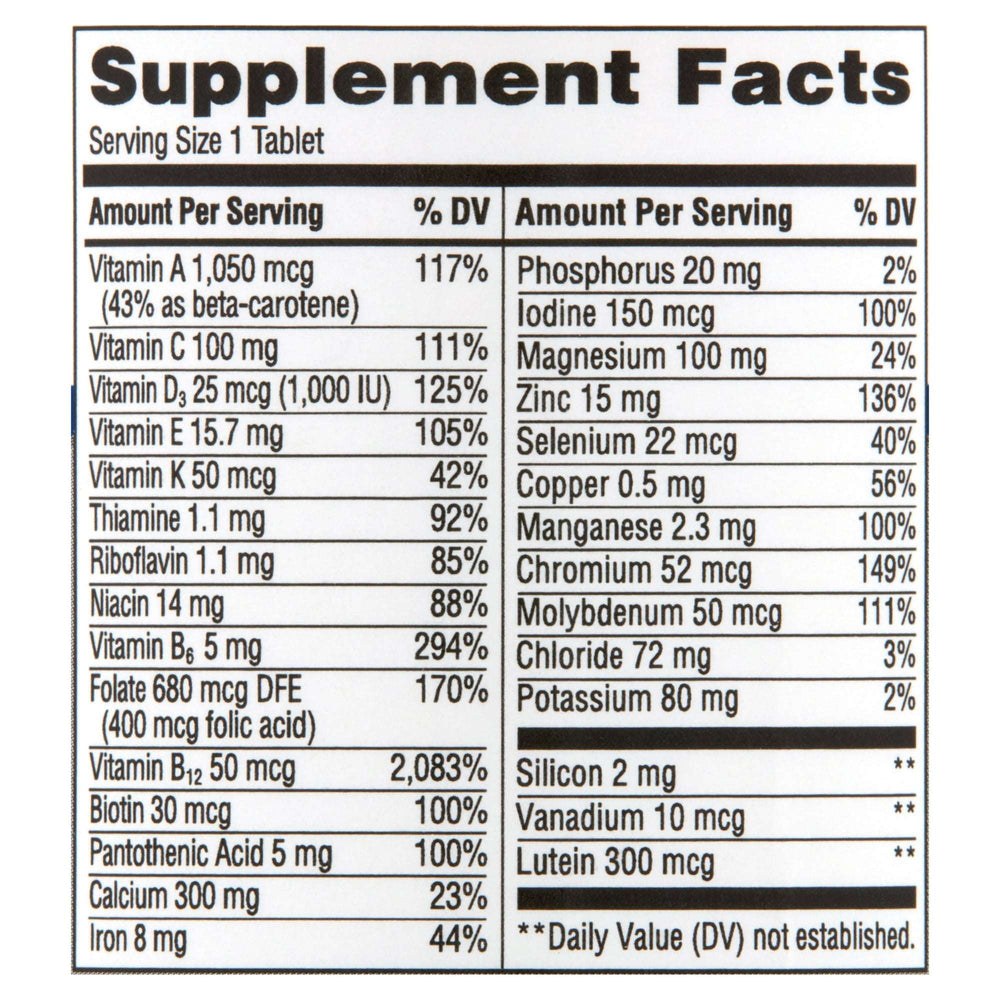 Equate Complete Multivitamin/Multimineral Supplement Tablets, Women 50+, 100 Count, Compare to Centrum® Silver® Women 50+