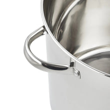 Stainless steel stock pot side handle with lid edge and metal loop grip