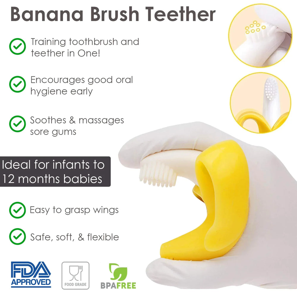 0-6 Months Baby Teething Toy for Boys | 6-12 Months Baby Teething Device | Newborn Mittens Giraffe Banana | BPA Free Baby Teether Set - Blue Color - USA MEGA SHOP