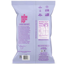 Kettle corn snack bag back panel with nutrition facts and ingredient text