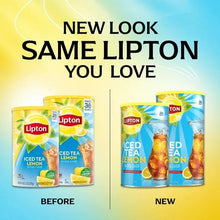 Lipton iced tea mix canisters showing before and new label designs