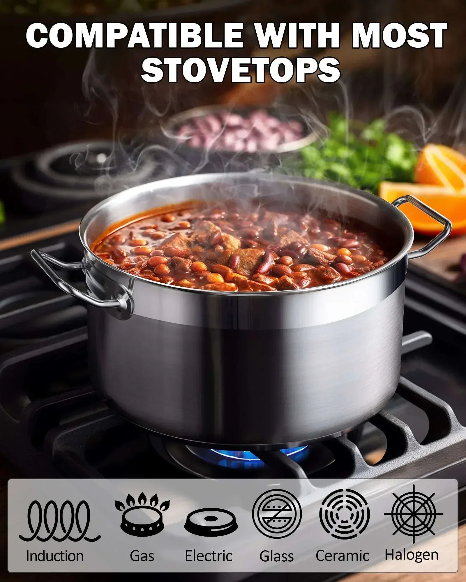 Cooks Standard Stainless Steel Dutch Oven Casserole Pot with Lid, 6-Quart Professional 18/10 Stainless Steel Stock Pot, Casuelas de Acero Inoxidables