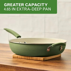 Farberware Easy Clean 12.5 Inch Ceramic Nonstick Frying Pan / Skillet with Helper Handle, Dishwasher Safe, Green