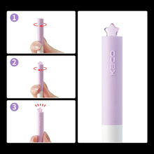 Purple gel pen with star cap, shown step-by-step for cap removal