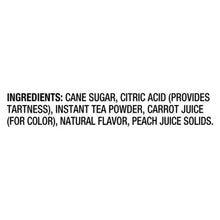 Ingredients list: cane sugar, citric acid, instant tea powder, carrot juice solids