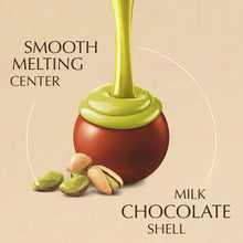 Pistachio truffle illustration with smooth center and milk chocolate shell