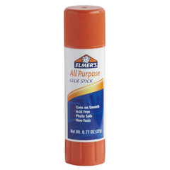Elmer's all-purpose glue stick with orange cap and white stick body