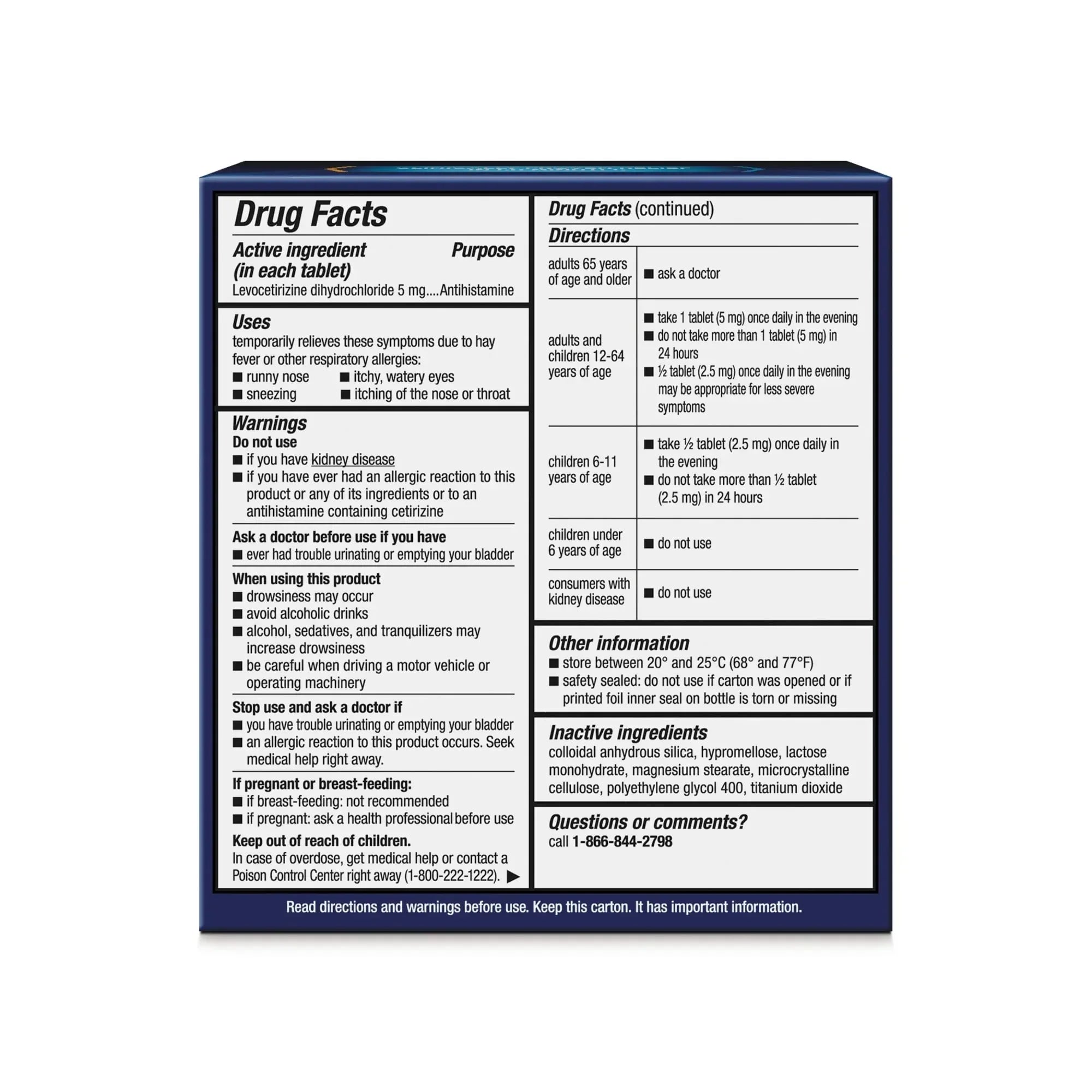 Xyzal 24-Hour Allergy Relief Antihistamine Tablets, 5 mg, 80 Count
