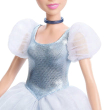 Cinderella doll upper body in glittery light-blue bodice with white tulle puff sleeves