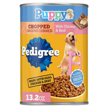Puppy wet food can, chopped ground dinner with chicken & beef, 13.2 oz