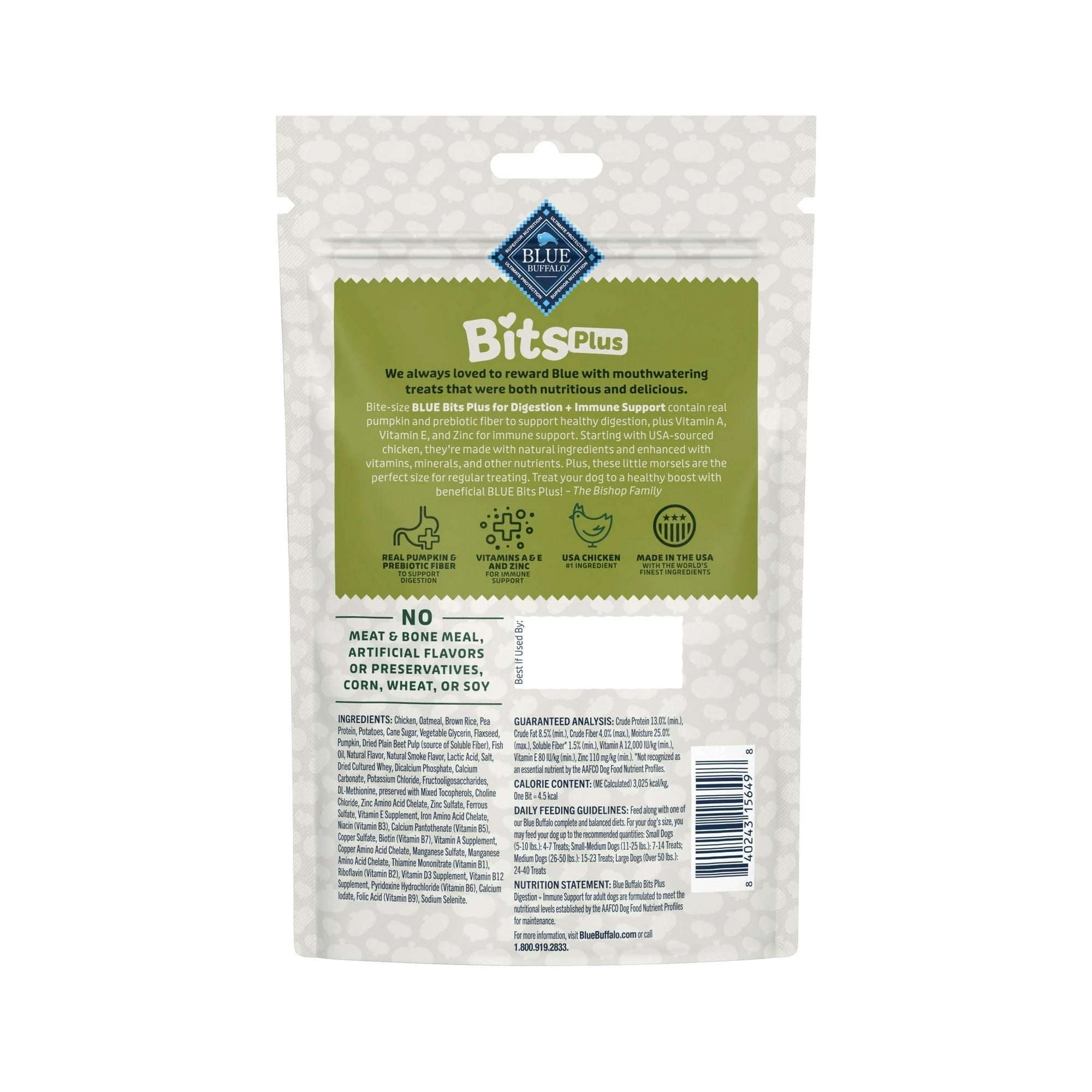 Blue Buffalo BLUE Bits Plus Mobility and Immune Support Daily Benefit Dog Treats, Soft & Chewy Morsels, 9.5-oz. Bag