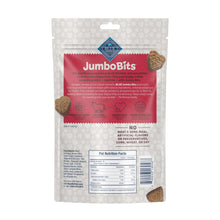 Beef recipe dog treat bag, blue-and-red packaging with nutrition facts panel