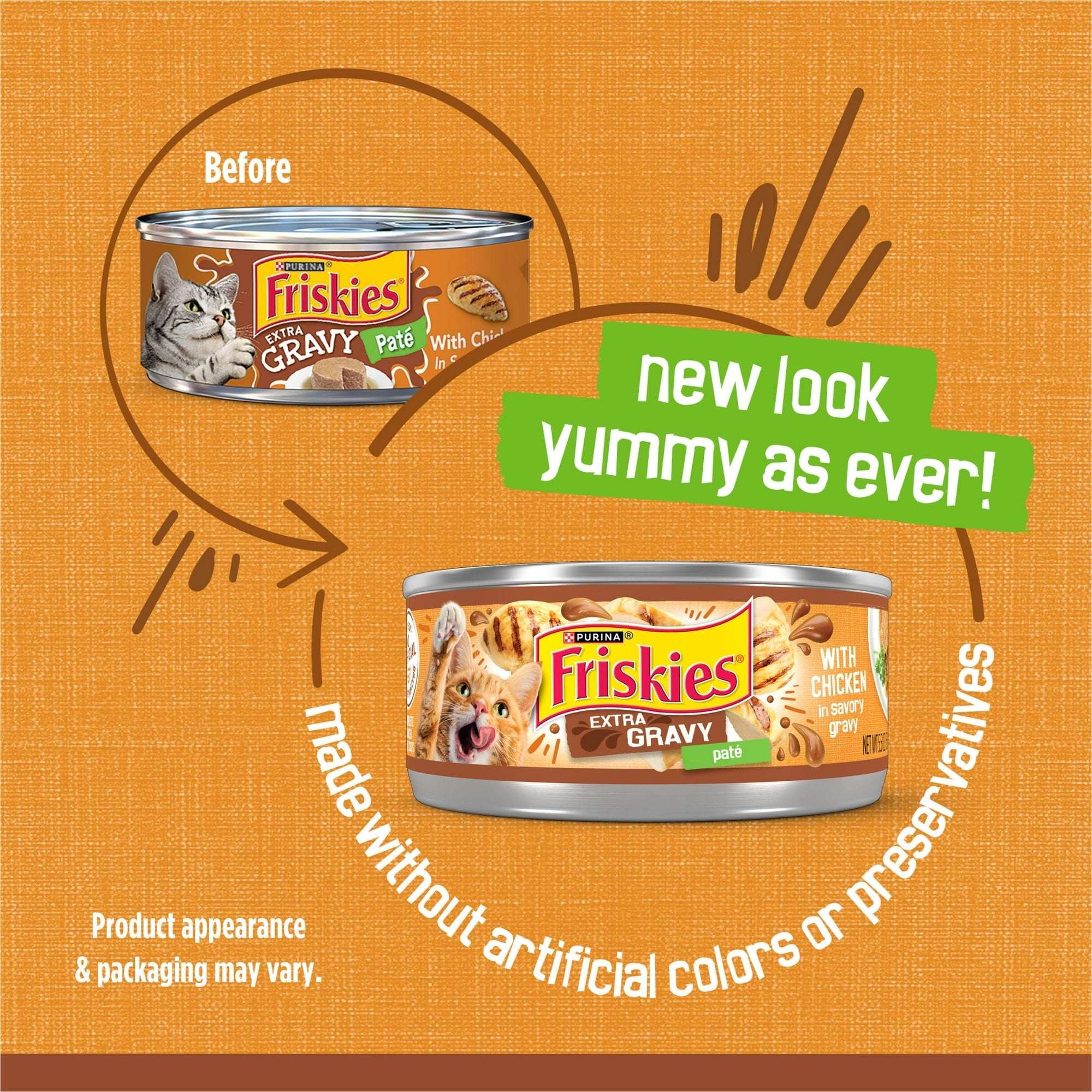 Purina Friskies Pate, Extra Gravy with Chicken, Wet Cat Food, 5.5 oz Can