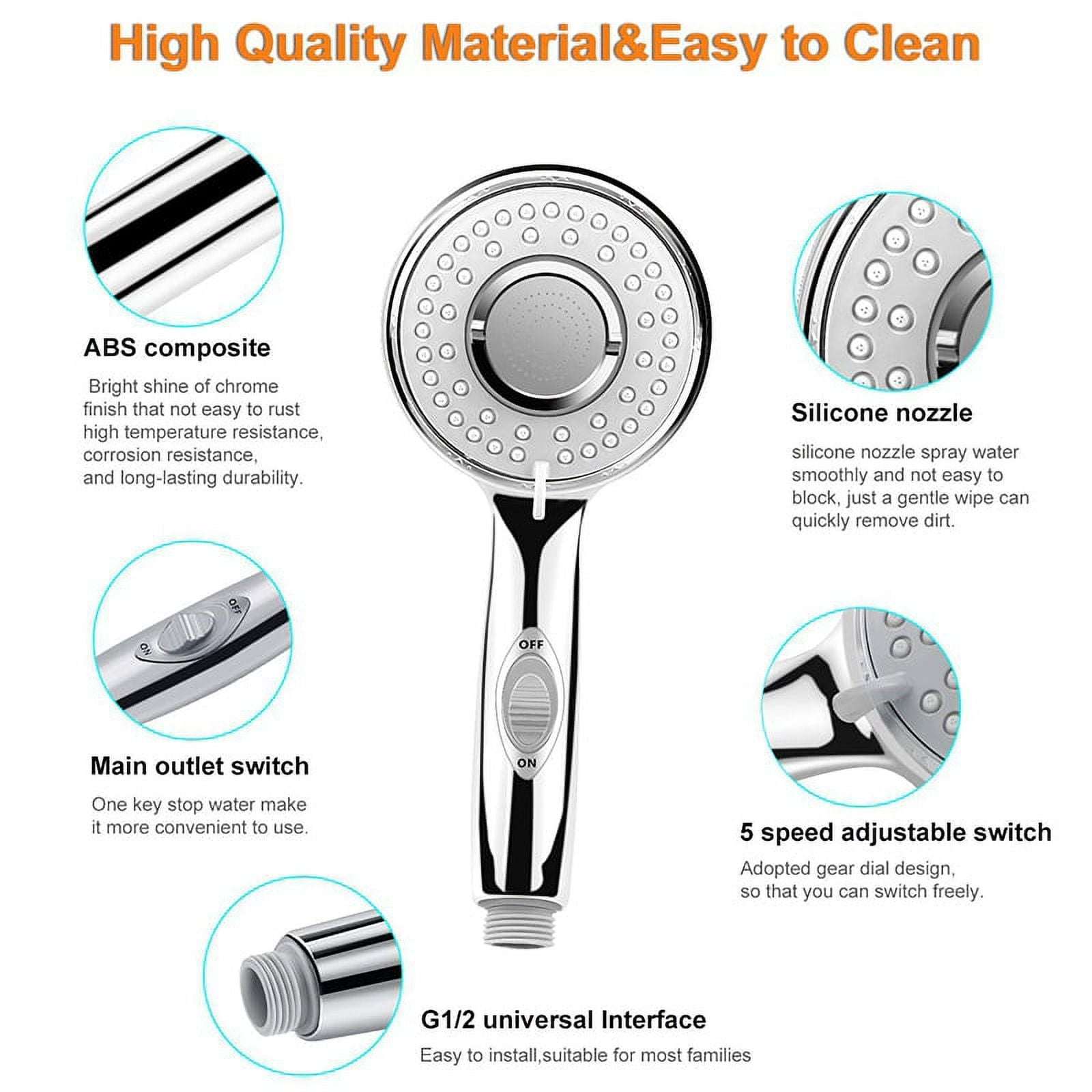 DnxnIaIfy Shower Head, High Pressure Rain ShowerHead, Handheld ShowerHeads Combo with 60" Hose for bathroom