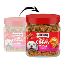 Milk-Bone soft & chewy mini dog treat canister, glass jar with red lid