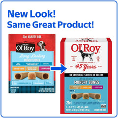 Ol' Roy Munchy Bone Dog Treats, Variety Pack, 60 oz, 21 Count