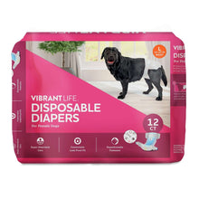 Disposable dog diapers for female dogs, L size, 12 count; front package view