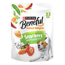 Purina Beneful 22 oz Snackers pouch, baked delights soft treats with peanut butter flavor
