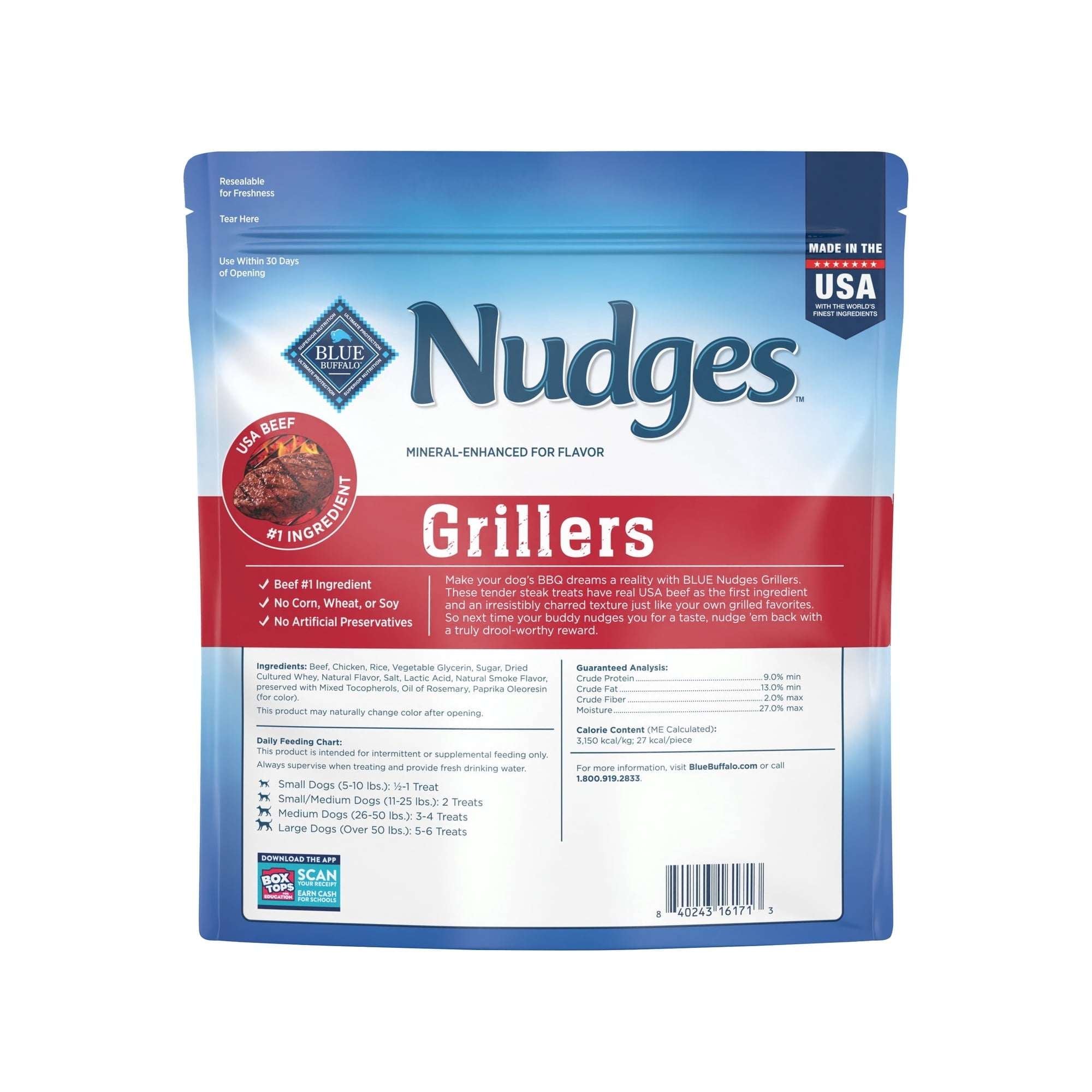 Blue Buffalo Nudges Grillers, Natural Dog Treats, Steak, 12oz Bag