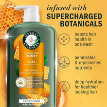 Honey hair conditioner bottle with illustrated icons and white pump
