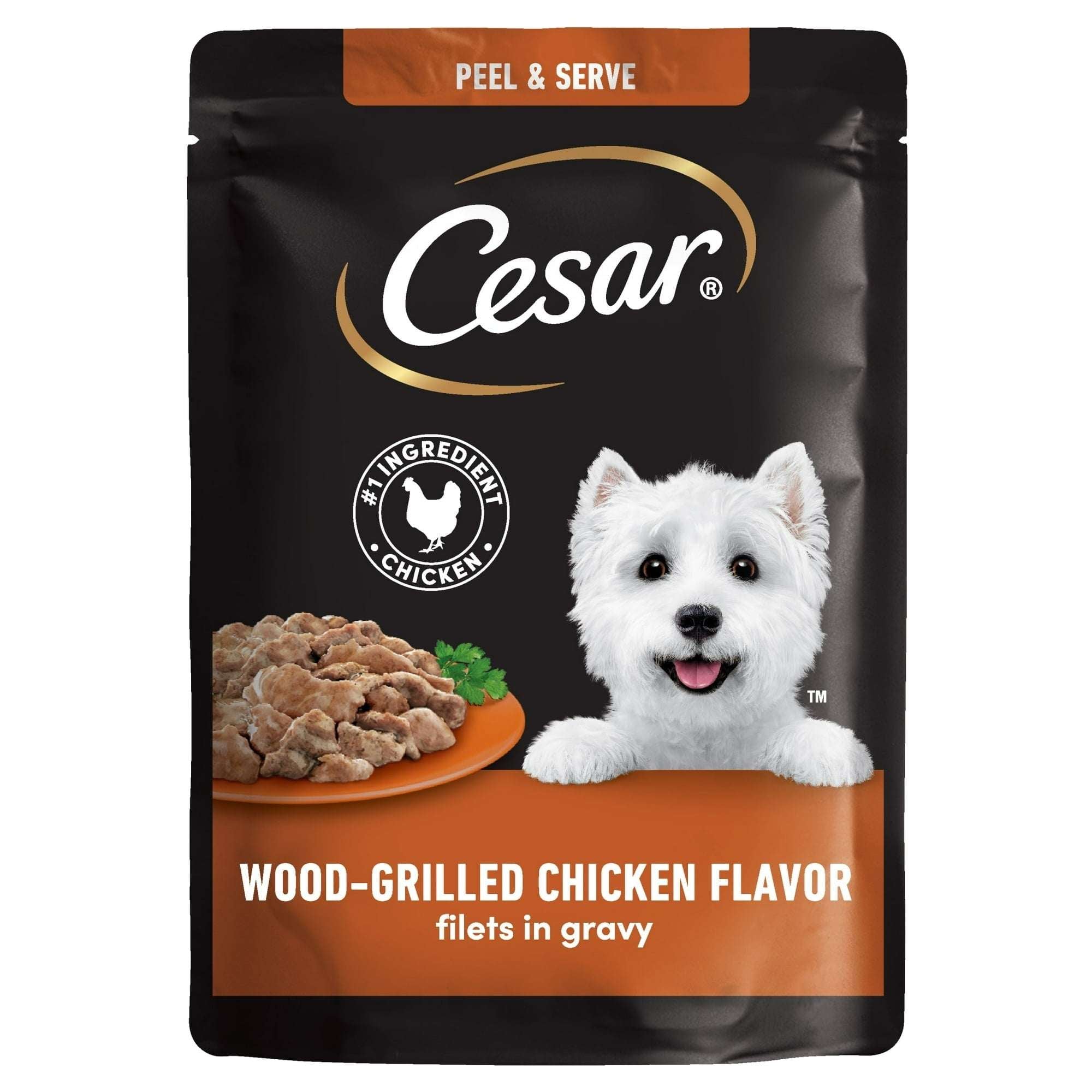 Cesar Filets in Gravy Wood-Grilled Chicken Flavor Wet Dog Food, 1.76-oz Mini-Pouches