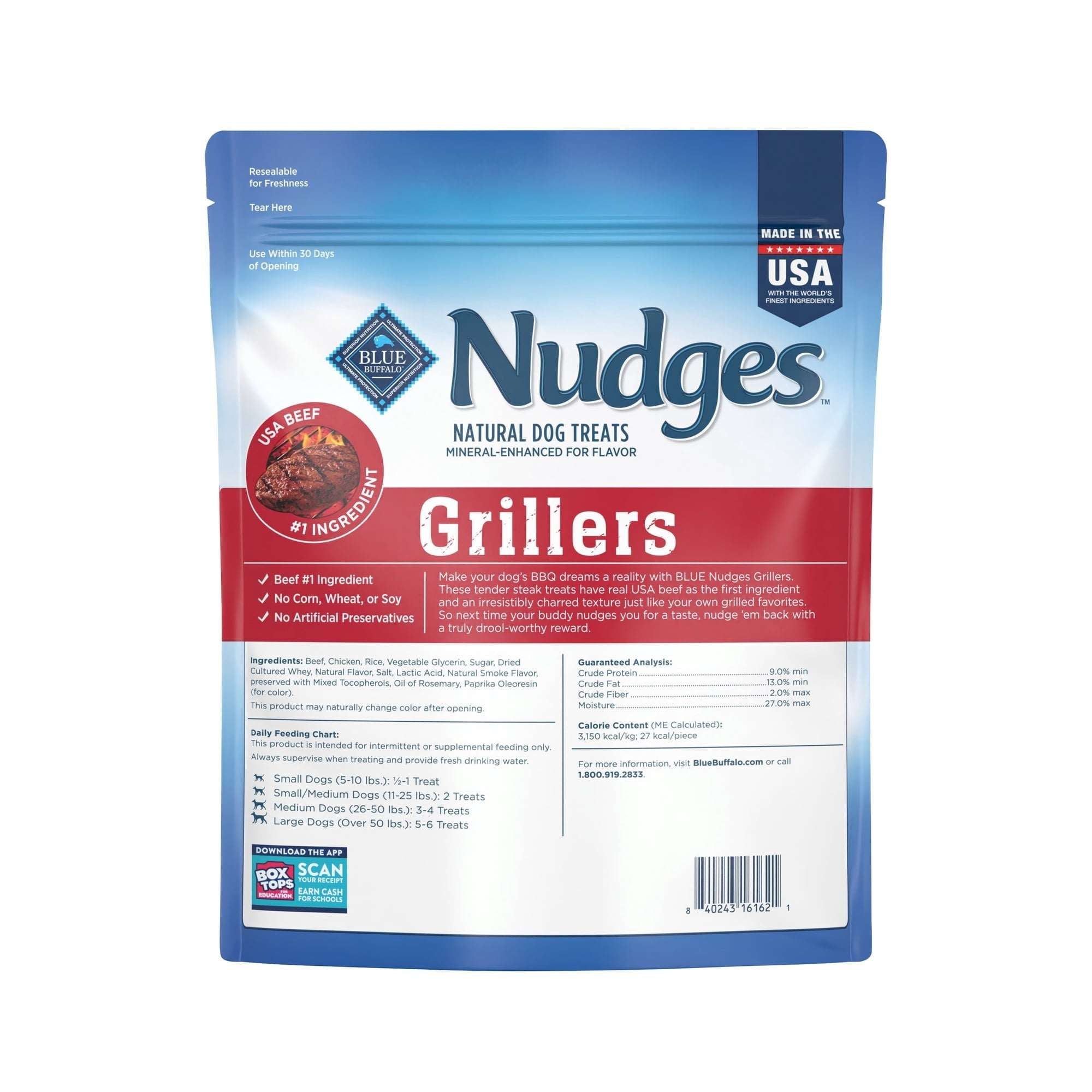 Blue Buffalo Nudges Grillers, Natural Dog Treats, Steak, 12oz Bag