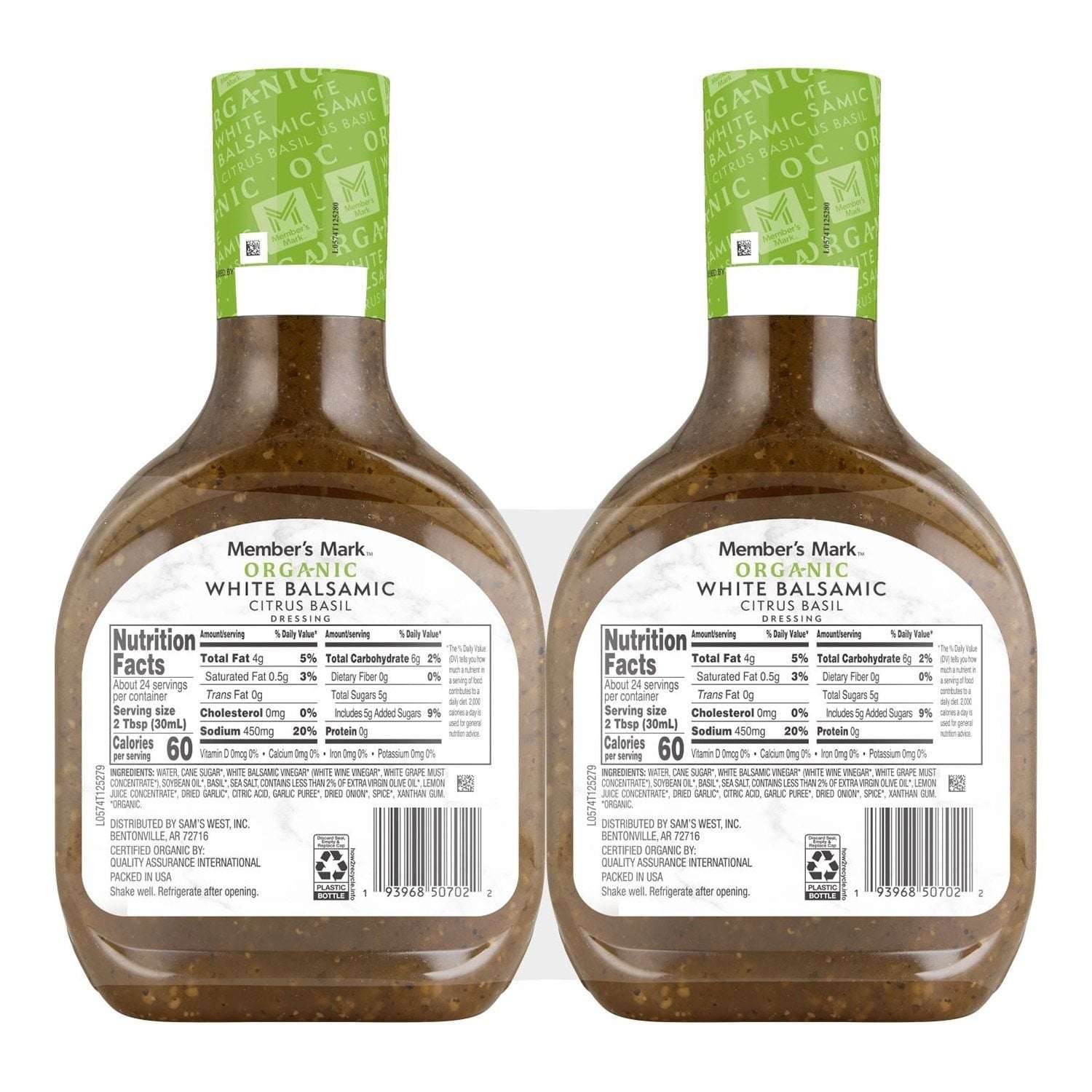 Member's Mark Organic White Balsamic Vinaigrette, 24 oz., 2 pk.