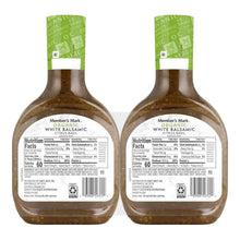 Organic white balsamic vinaigrette, back labels on two bottles