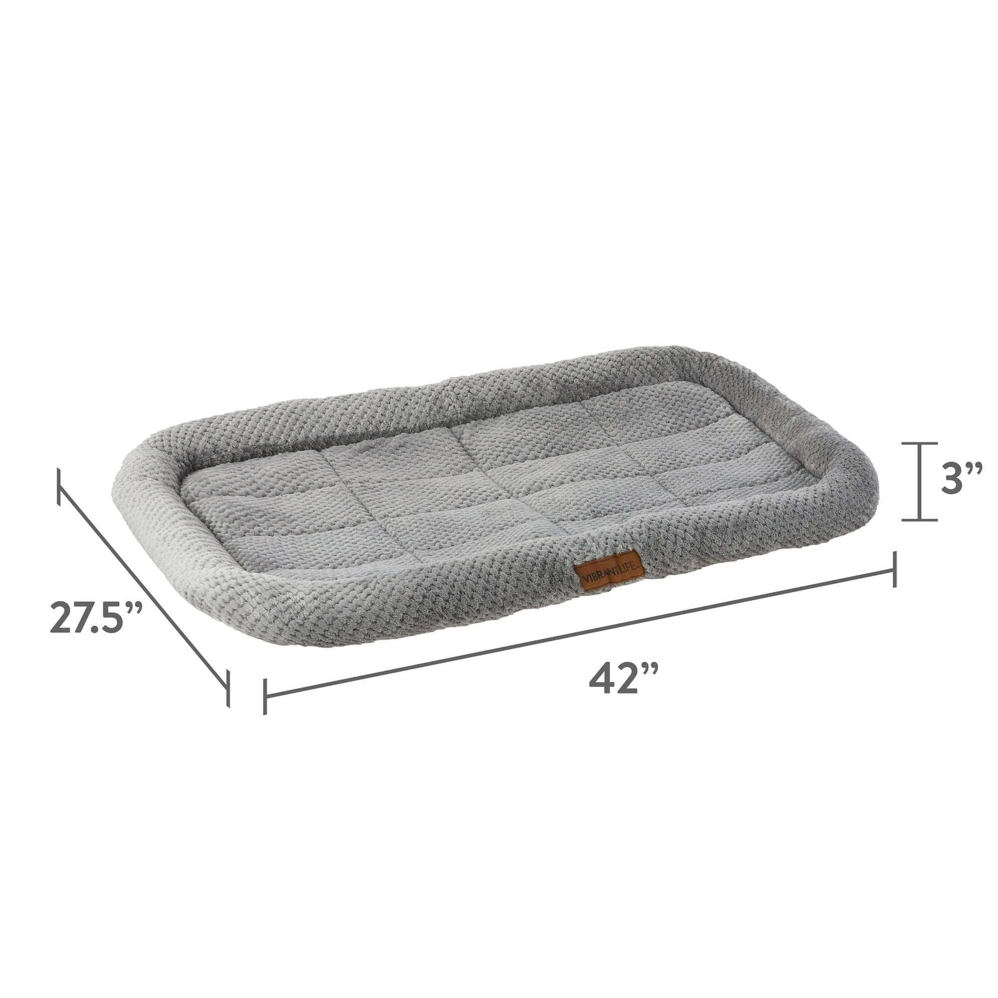 Vibrant Life Cozy Luxe Crate Mat Pet Bed, Gray